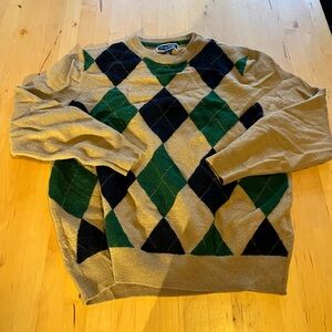Club Room Argyle Crewneck Sweater - Green and Tan